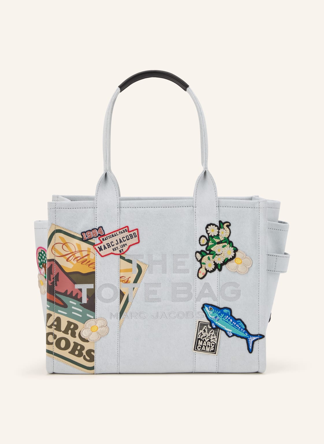 Marc Jacobs Shopperka The Large Tote Denim Patches weiss