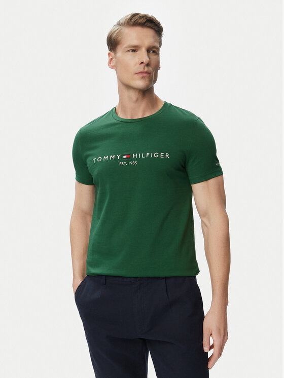 Tommy Hilfiger T-Shirt Logo MW0MW11797 Zielony ciemny Regular Fit