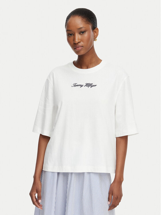 Tommy Hilfiger T-Shirt Classic WW0WW50948 Biały Relaxed Fit