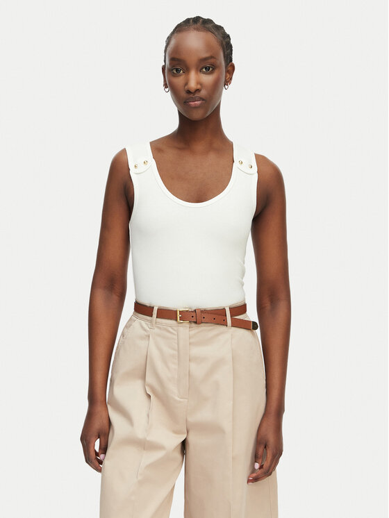 Tommy Hilfiger Top WW0WW52112 Biały Slim Fit