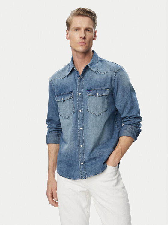 Tommy Jeans Koszula jeansowa Western DM0DM23661 Niebieski Regular Fit