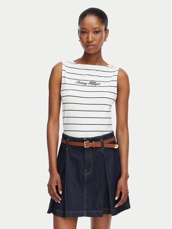 Tommy Hilfiger Top Classic WW0WW50947 Biały Regular Fit