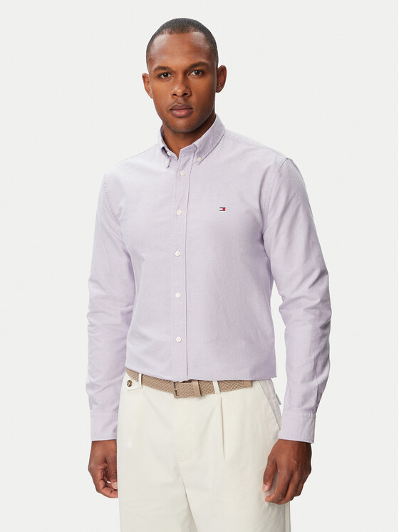 Tommy Hilfiger Koszula Solid Heritage MW0MW35774 Fioletowy jasny Regular Fit
