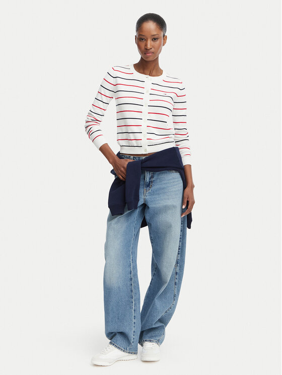 Tommy Jeans Kardigan DW0DW20976 Biały Regular Fit