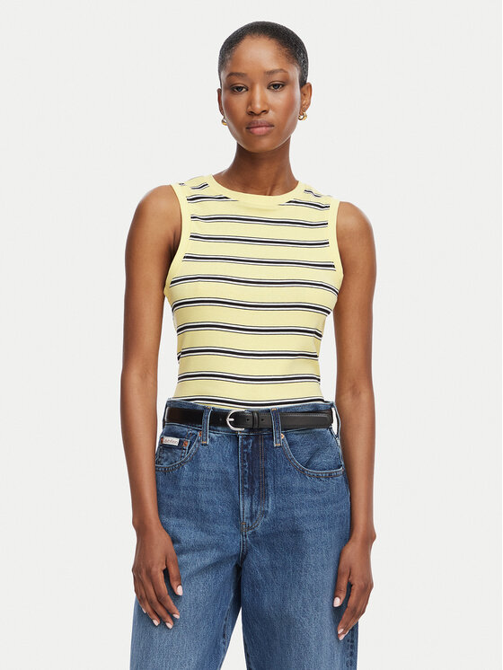 Tommy Hilfiger Top WW0WW50025 Żółty Regular Fit