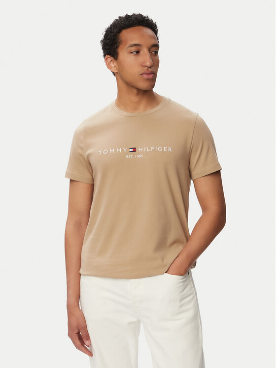 Tommy Hilfiger T-Shirt Logo Tee MW0MW11797 Beżowy Regular Fit