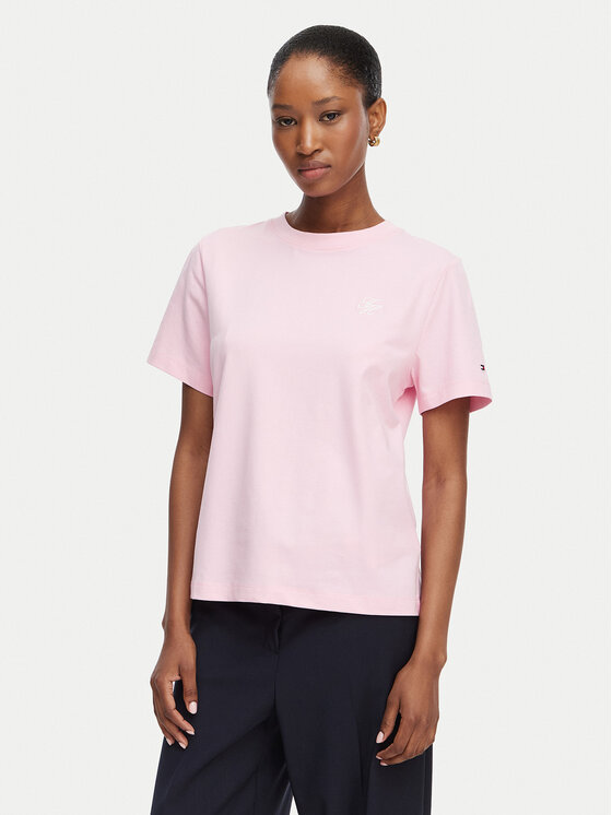 Tommy Hilfiger T-Shirt Th Script WW0WW49941 Różowy jasny Regular Fit