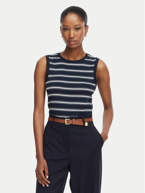 Tommy Hilfiger Top Multistripe WW0WW50025 Granatowy Slim Fit