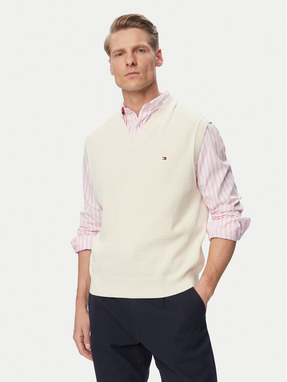 Tommy Hilfiger Sweter MW0MW43244 Kremowy Regular Fit