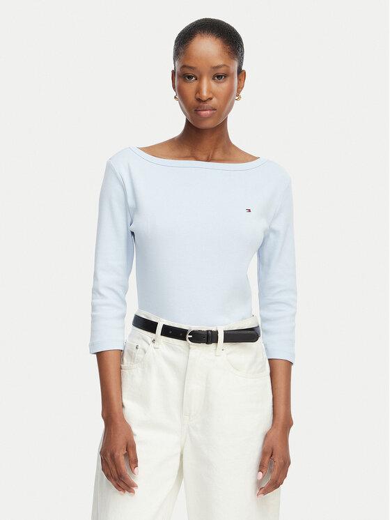 Tommy Hilfiger Bluzka Cody Boat-Nk WW0WW49928 Niebieski jasny Regular Fit