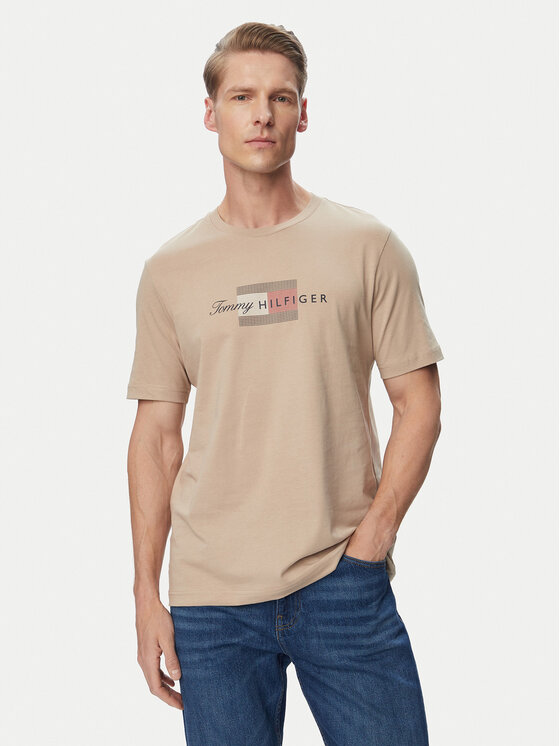 Tommy Hilfiger T-Shirt MW0MW43226 Beżowy Regular Fit