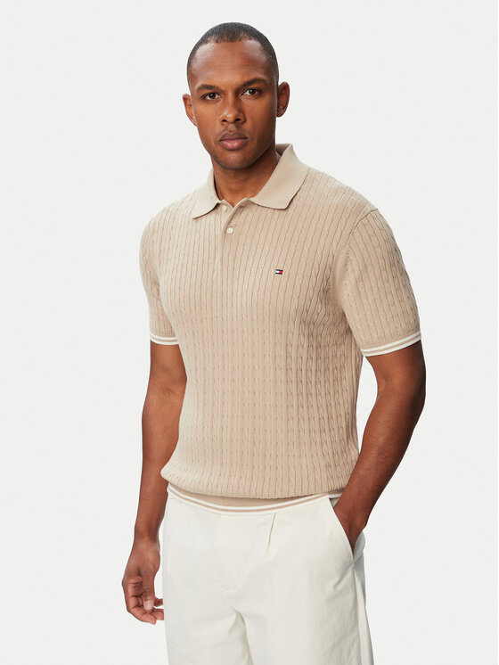 Tommy Hilfiger Polo MW0MW40701 Beżowy jasny Regular Fit