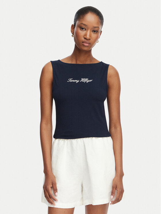 Tommy Hilfiger Top Classic WW0WW50947 Granatowy Regular Fit