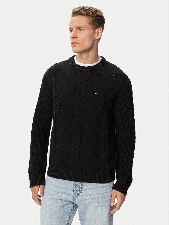 Tommy Jeans Sweter Flag DM0DM23405 Czarny Regular Fit