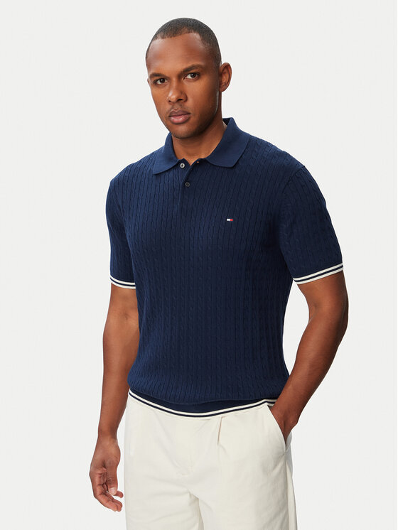 Tommy Hilfiger Polo MW0MW40701 Granatowy Regular Fit
