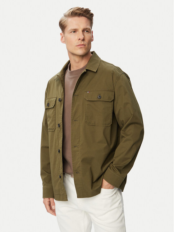 Tommy Hilfiger Kurtka przejściowa Blend MW0MW43471 Zielony ciemny Regular Fit