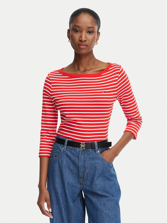 Tommy Hilfiger Bluzka Cody Boat-Nk WW0WW49928 Biały Regular Fit