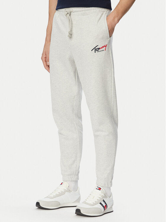 Tommy Jeans Spodnie dresowe DM0DM23903 Szary jasny Regular Fit