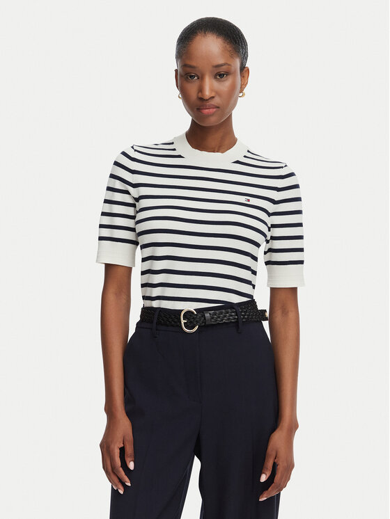 Tommy Hilfiger T-Shirt WW0WW49705 Kremowy Regular Fit