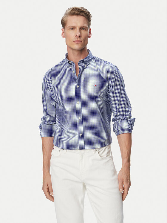 Tommy Hilfiger Koszula Gingham MW0MW43319 Niebieski Regular Fit