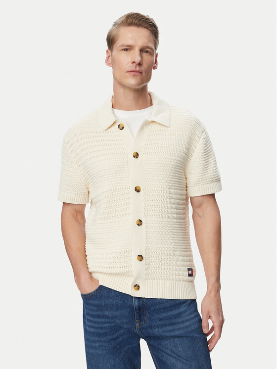 Tommy Jeans Koszula Crochet DM0DM23373 Beżowy jasny Regular Fit