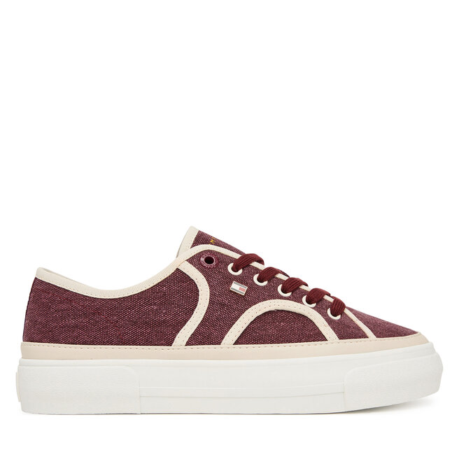 Tenisówki Tommy Hilfiger Platform Vulc Sneaker Piping FW0FW09394 Bordowy