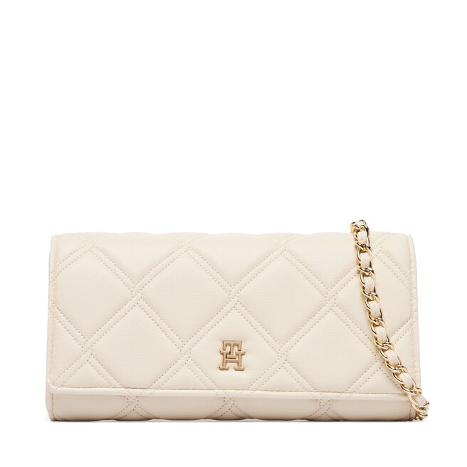 Torebka Tommy Hilfiger Th Feminine Wallet On Chain AW0AW18795 Kremowy