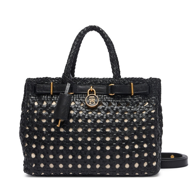 Torebka Tommy Hilfiger American Icon Mini Tote Braided AW0AW18734 Czarny