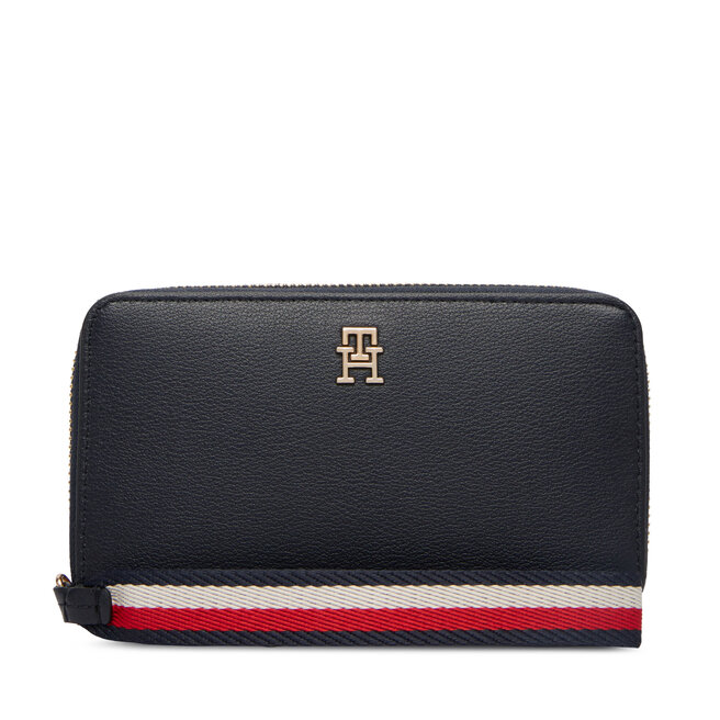 Portfel Tommy Hilfiger Th Logotape Compact Zip Around AW0AW18699 Granatowy