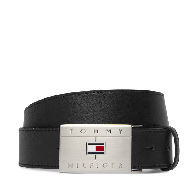 Pasek Tommy Hilfiger Th Flag Plaque Belt AM0AM14322 Czarny