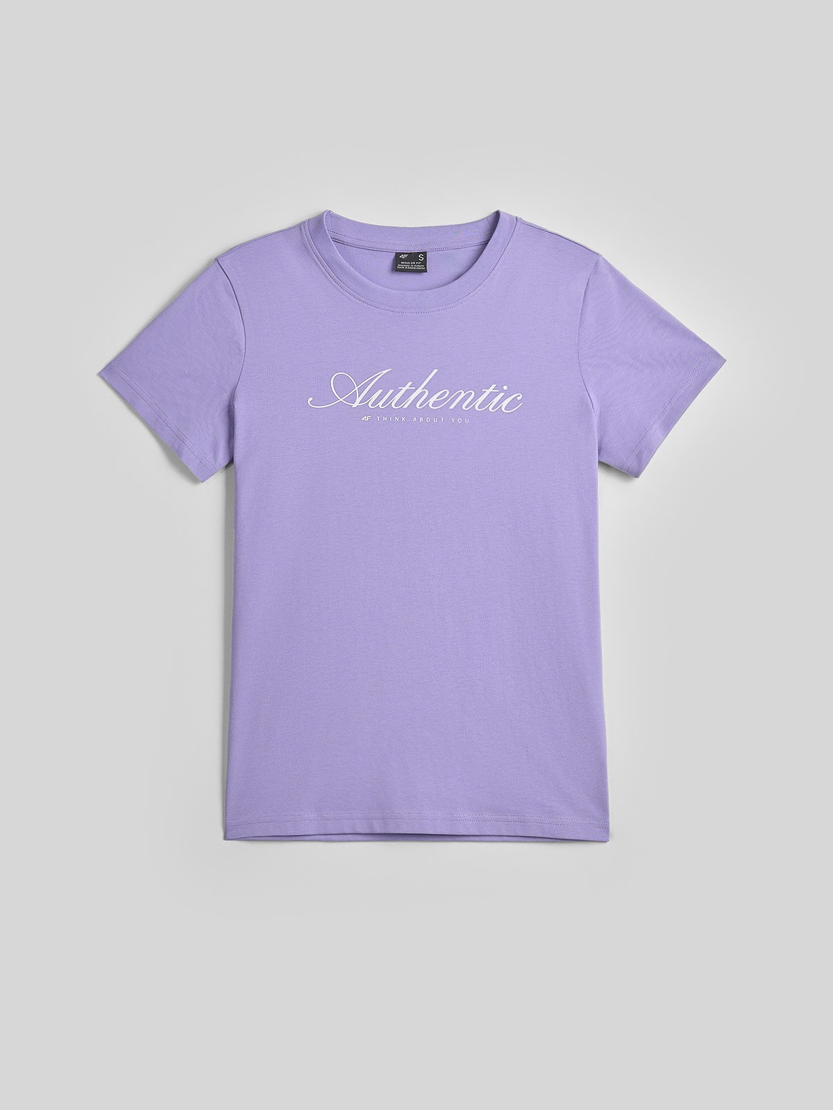 4F T-shirt regular z nadrukiem damski - fioletowy XS