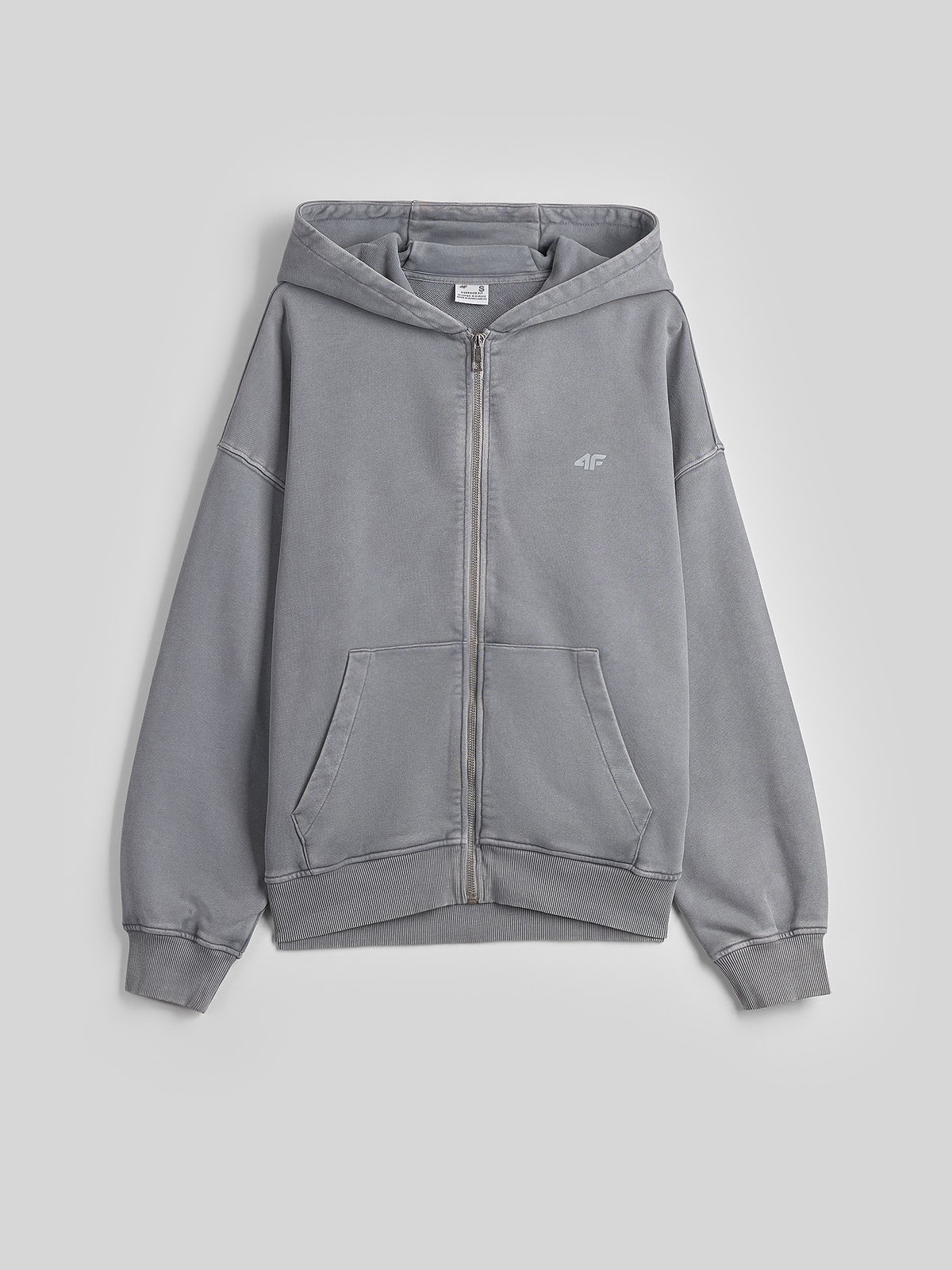4F Bluza dresowa oversize z kapturem damska - szara XS