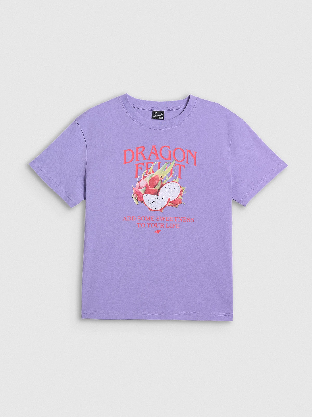 4F T-shirt loose z nadrukiem damski - fioletowy S
