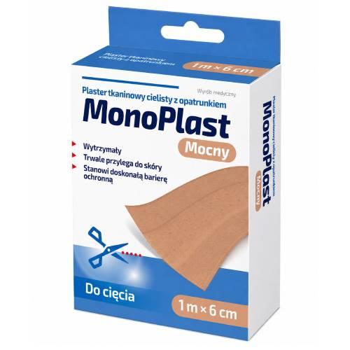 MonoPlast Mocny Plaster tkaninowy z opatrunkiem cielisty 1 m x 6 cm