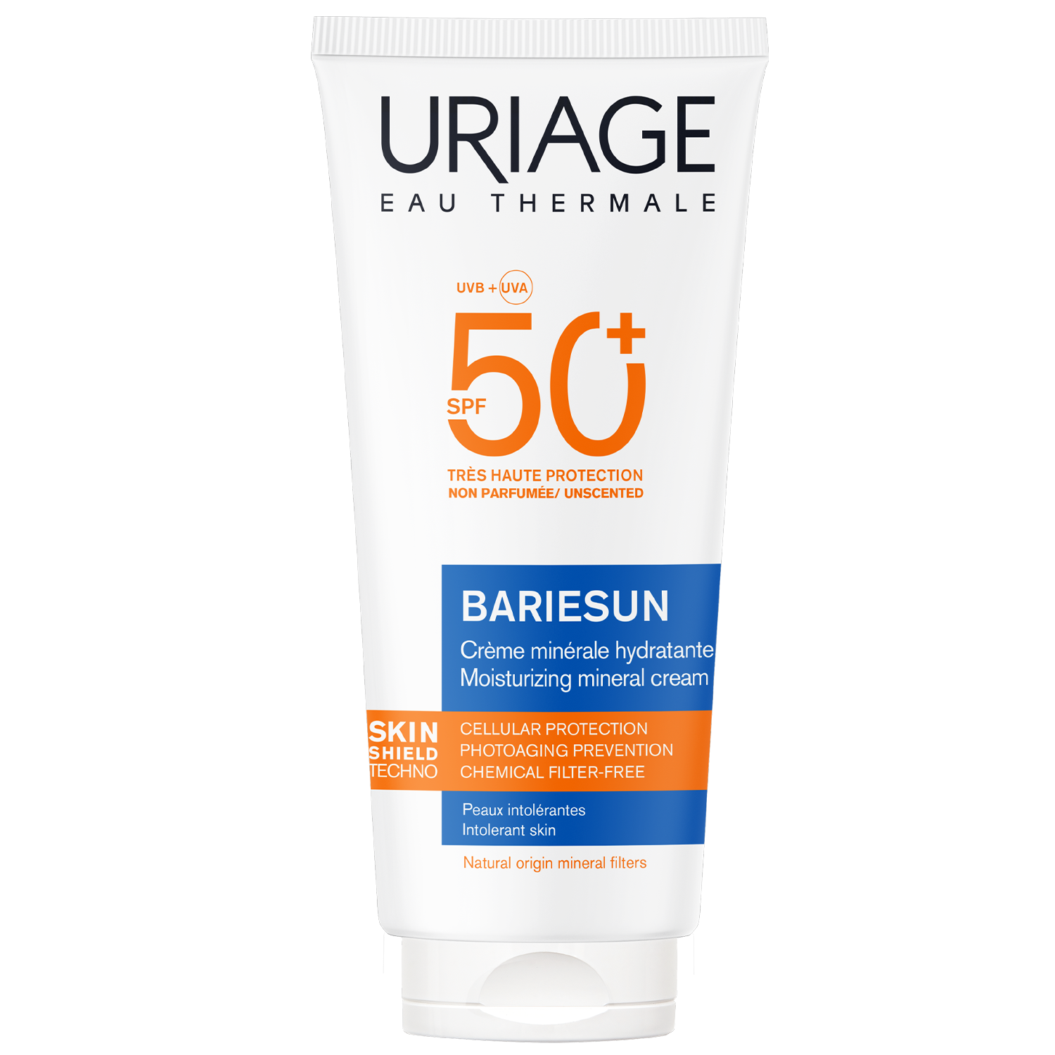 Uriage Bariesun, krem mineralny do twarzy i ciała, skóra nadwrażliwa, z nietolerancjami, SPF 50+, 100 ml