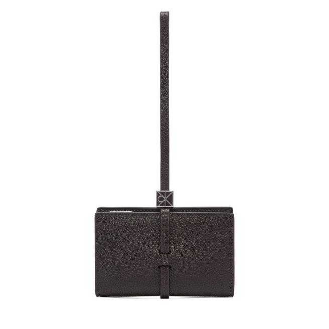 Portfel Calvin Klein Emblem Hw Pebble Wallet On Strap LV04F1130G Brązowy
