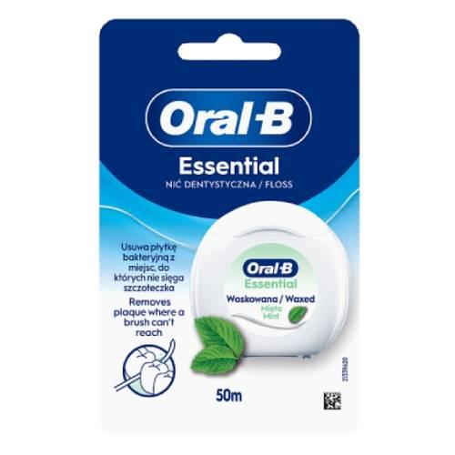 Oral-B Essential Floss Woskowana nić dentystyczna smak miętowy, 50 m