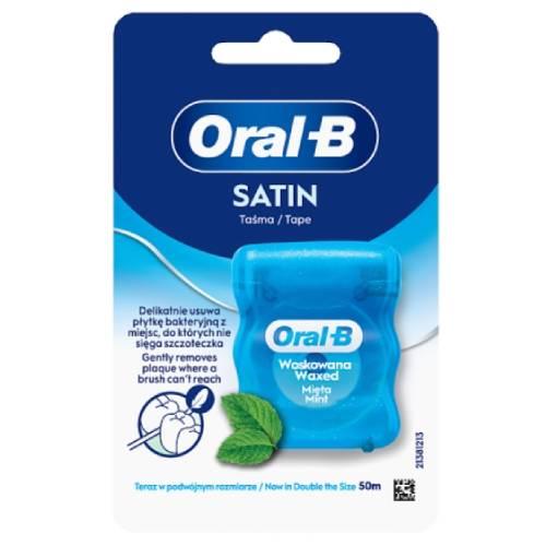 Oral-B Satin Tape Woskowana nić dentystyczna, usuwa płytkę bakteryjną, 2x 50 m