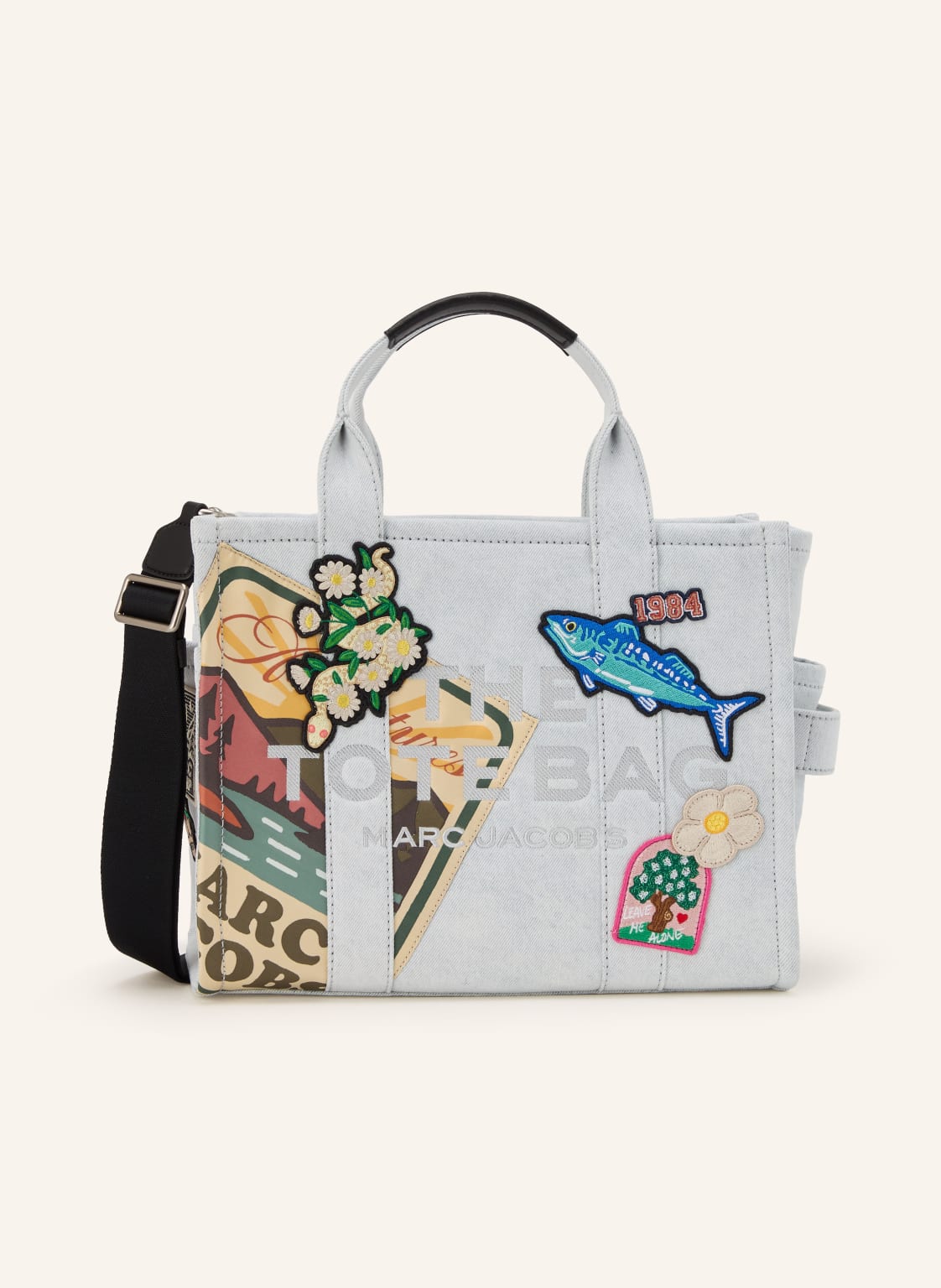 Marc Jacobs Shopperka The Medium Tote Denim Patches weiss