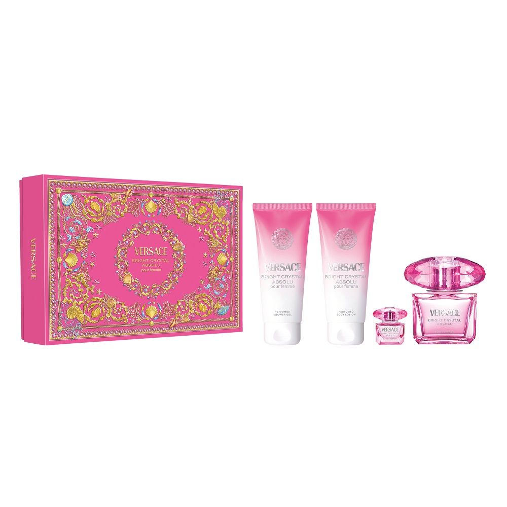 Bright Crystal Absolu zestaw woda perfumowana spray 90ml + miniatura wody perfumowanej 5ml + balsam do ciała 100ml + żel pod prysznic 100ml