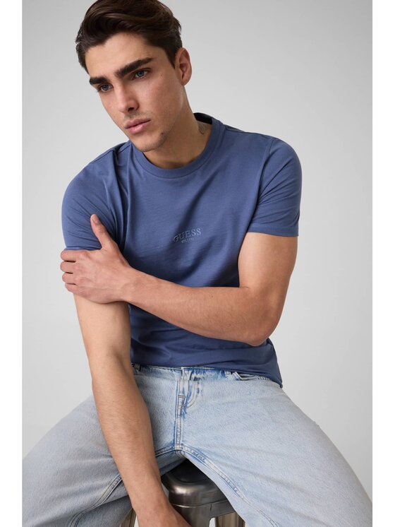 Guess T-Shirt 153107 Niebieski Classic Fit