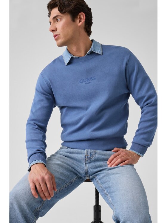 Guess Sweter 183099 Niebieski Classic Fit