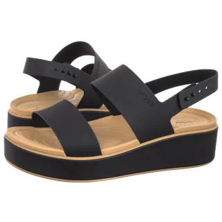 Sandały Brooklyn Matte Wrap Low Wedge Black/Cashew 211802-0RI (CR442-a) Crocs