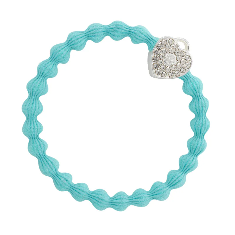 By Eloise London Silver Bling Heart Lock Gumka do włosów dla kobiet kolor Turquoise