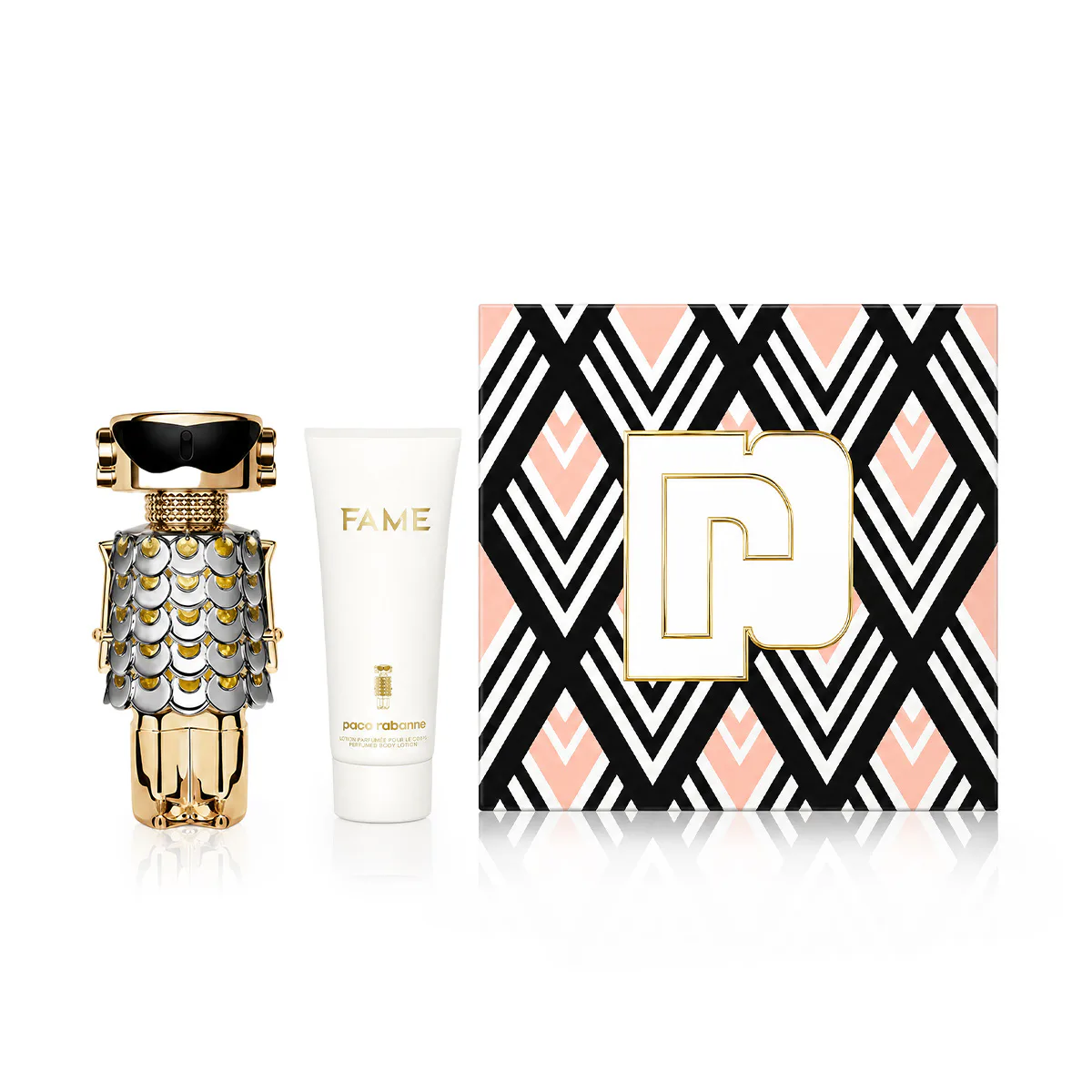 Paco Rabanne Fame zestaw dla kobiet Woda perfumowana 80 ml + Mleczko do ciała 100 ml opcja Black-White-Pink Cover