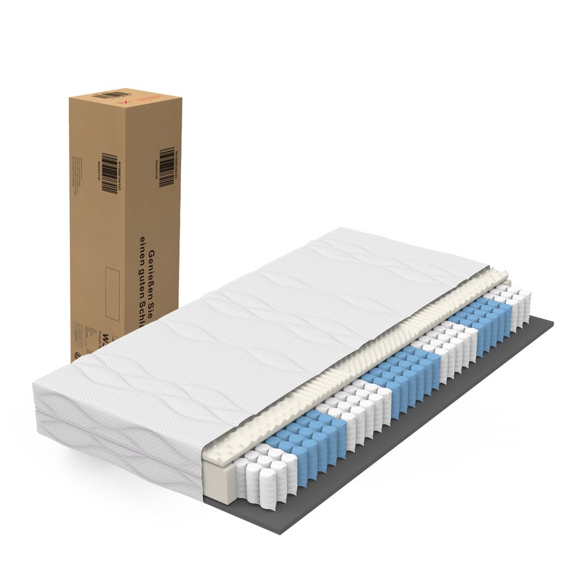 Materac 90x200 cm materac ze sprężynami kieszeniowymi twardość materaca H3/certyfikat Öko-Tex/ergonomiczny 7-strefowy materac wysokość 20cm/materace w