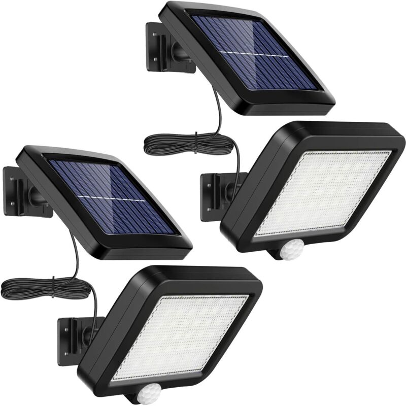 Zestaw 2 lamp solarnych zewnętrznych (56 diod LED) — wodoodporność IP65, kąt wiązki 120° — solarne lampy ścienne do ogrodu