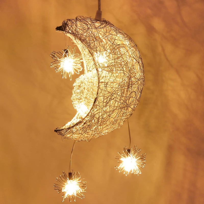 Lampa wisząca LED Moon and Star, sufitowa, aluminiowa, z 5 żarówkami, do pokoju dziecięcego