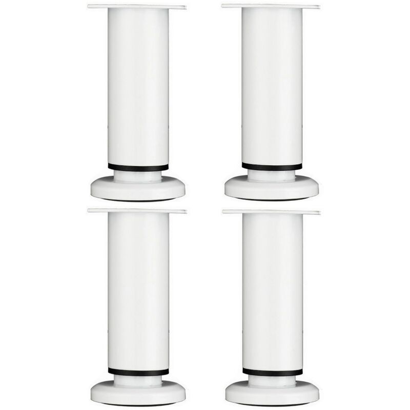 4 sztuki regulowanych nóg meblowych 18 cm, białe, okrągłe, metalowe, do stołu, sofy, szafki, łóżka, ze śrubami