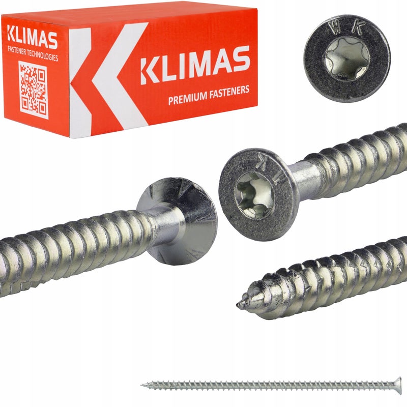 Wkręty ciesielskie 8x200 mm 50 szt. torx pełny gwint stożkowe Klimas WKFS